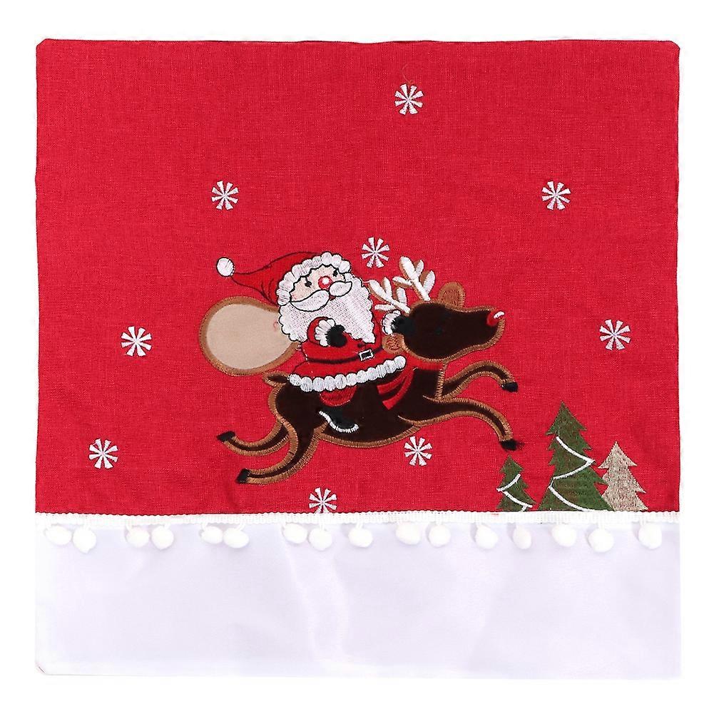 Christmas Embroidered Pillow Case Cushion Cover with Concealed Zipper, Snowflake Santa Claus Elk Design, Home Decor, 18x18 Inches