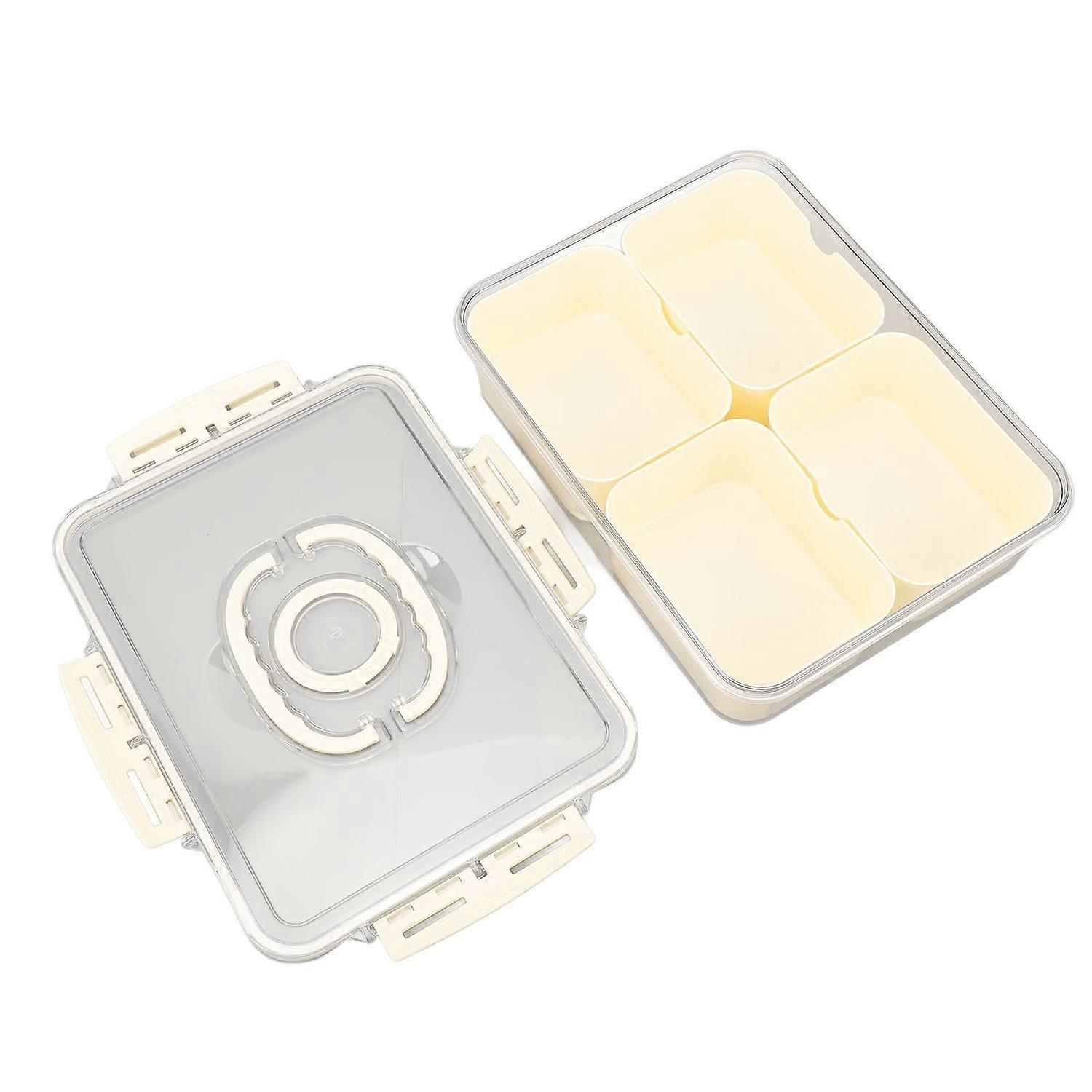 Vassoio di servizio diviso con coperchio e maniglia Contenitore ermetico portatile per snack di frutta e condimenti Dippi