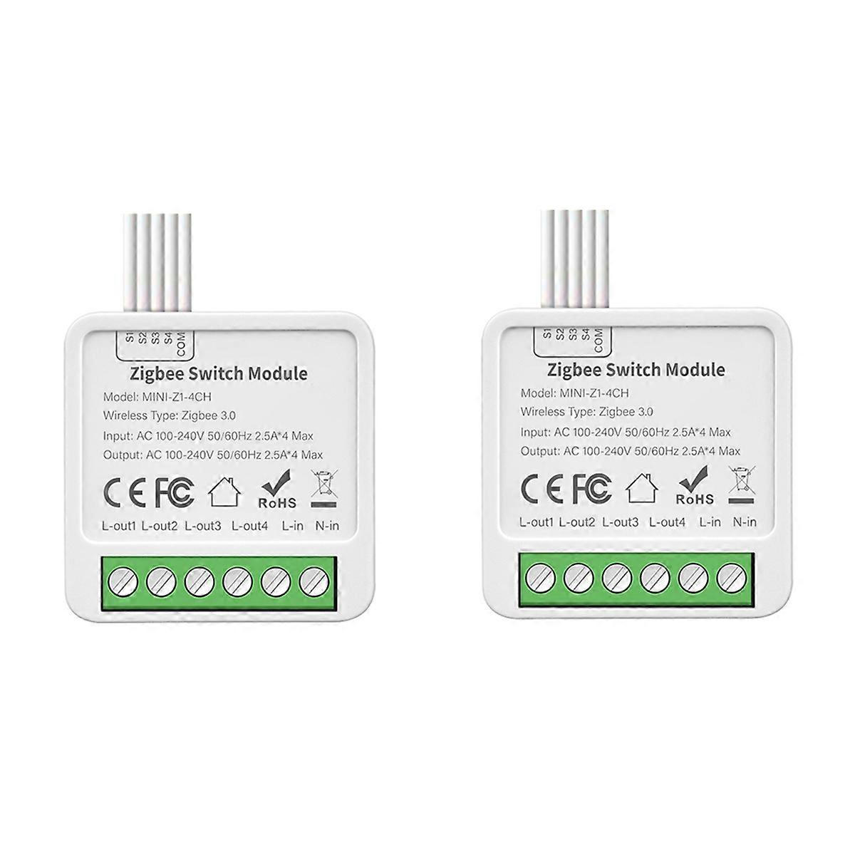 ZigBee Relay Switch Module 4 Channels AC100-240V on/Off Switch Smart Home Switch Mini Dark Box Switch