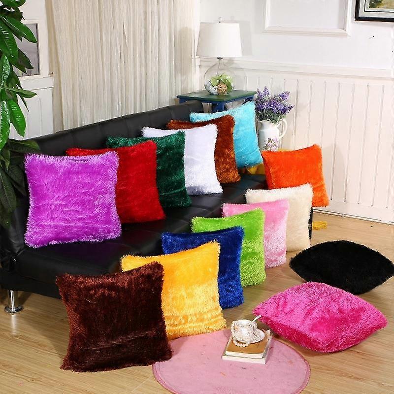 Soft Fur Fluffy Sofa Pillow Plush Luxury Cushion Cover Throw Family Decoration