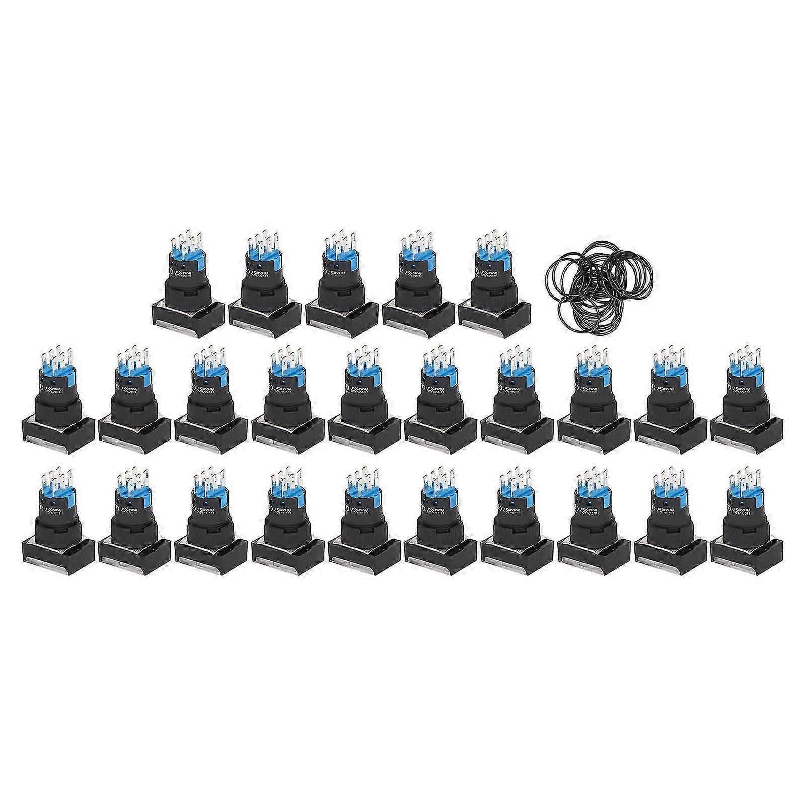 25Pcs Button Switch Push for Industrial Equipment Control with Light Washer AC0~240V