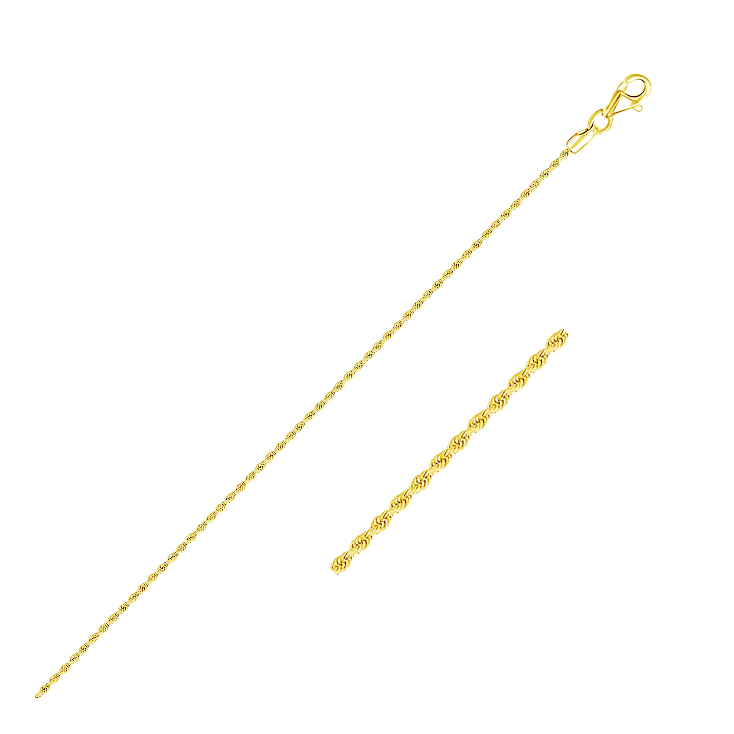 14k Gult Guld Solid Diamond Cut Rope Chain 1.5mm