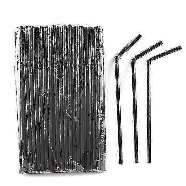 200pcs Black Flexible Drinking Straws Wedding Party Disposable Plastic