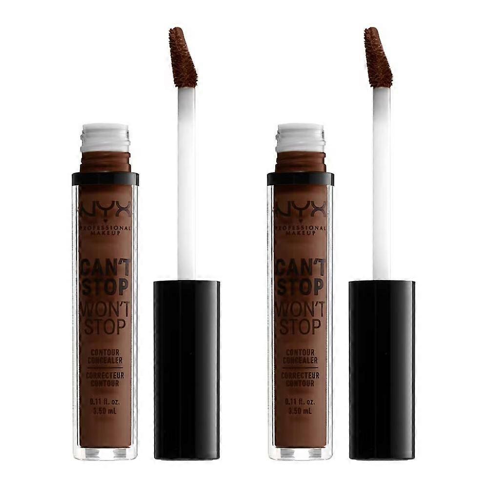 2 x NYX Can't Stop Won't Stop Contour Concealer 3.5ml - 22.7 Deep Walnut