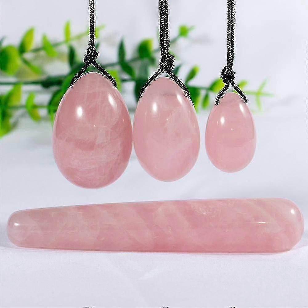 1セットクォーツヨニエッグマッサージスティック女性ケーゲルエクササイザーレイキHピンククリスタルエッグセット