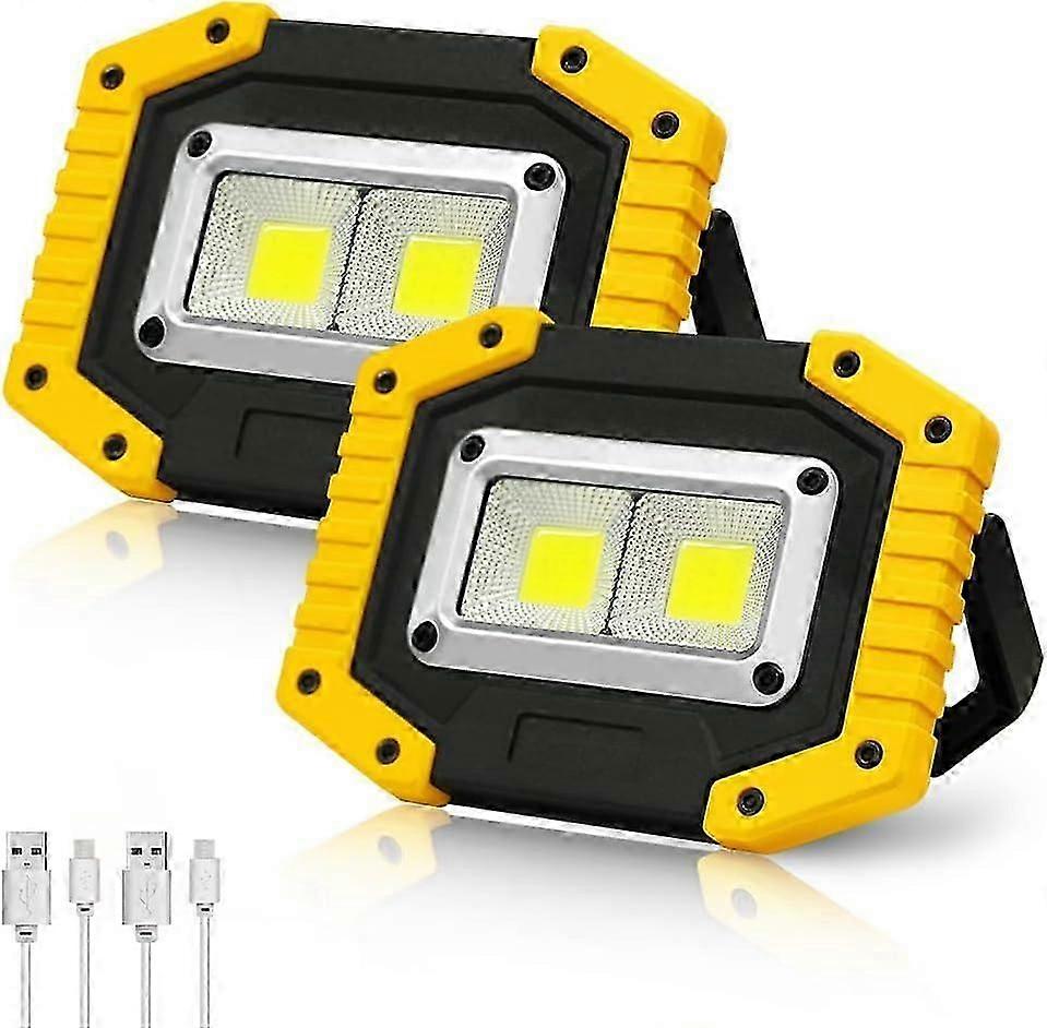 Rechargeable LED Work Lights - 180 Adjustable Stand IP56 Waterproof 2 Pack