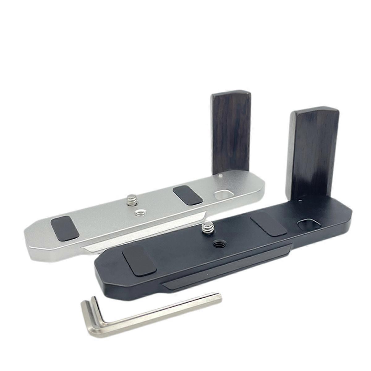 Quick Release L Plate Base Wooden Grip Handle for Silver