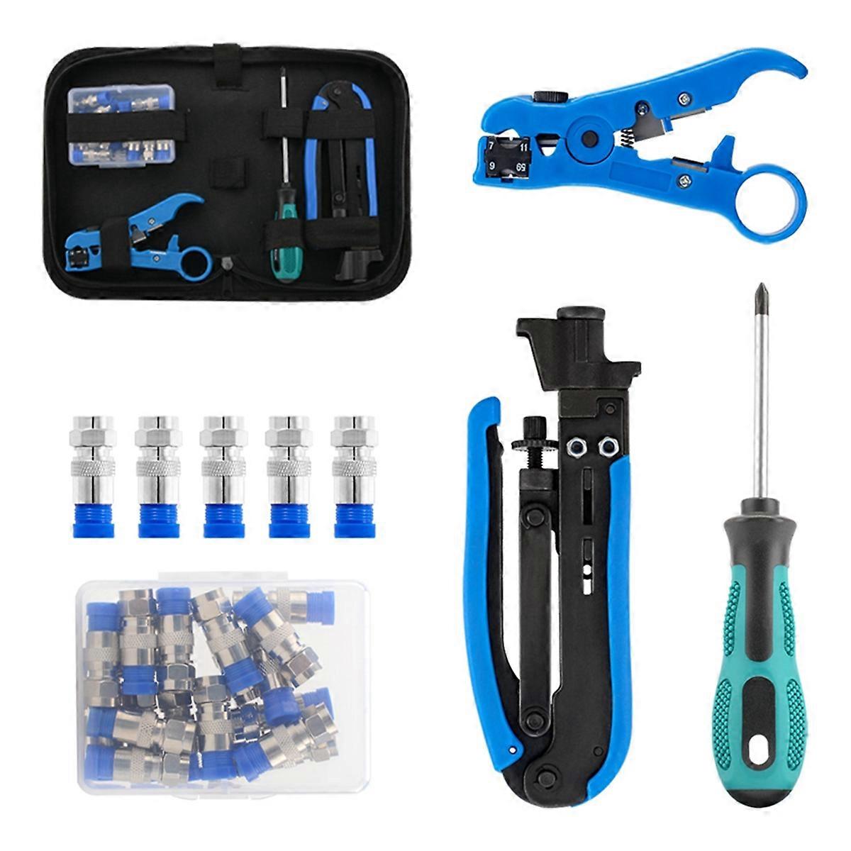 Coax Cable Crimper Tool Kit, Compression Tool for Rg6 Rg59 Rg11