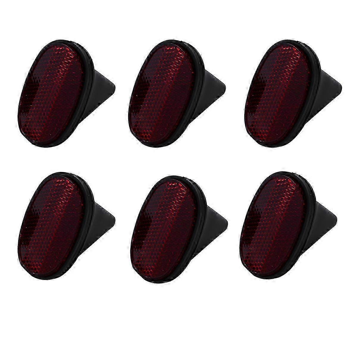 6 Pcs Bicycle Rear Tail Reflector Mudguard Oval Warnning Red Black