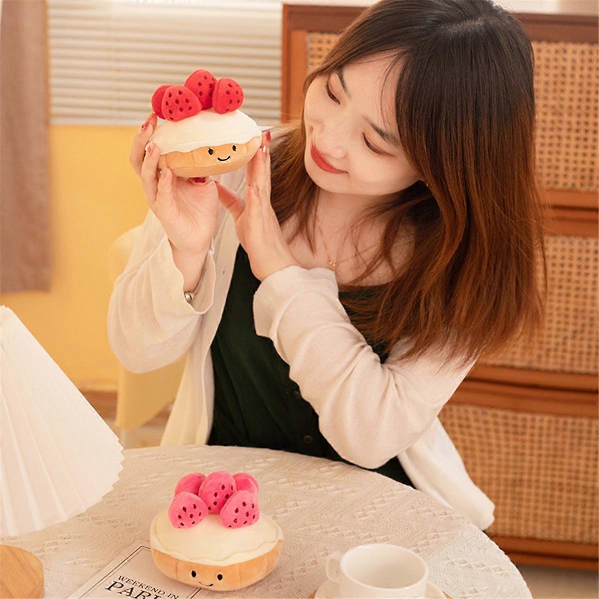 Plush Cake Plush Toy Fruit Muffin Shaped Plush Toy Cute Gift Pink