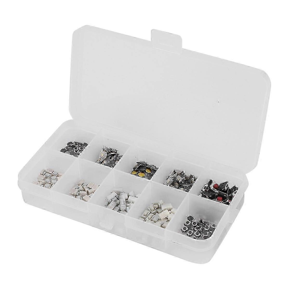 250PCS Tactile Push Button Switch Miniature Momentary Tactile Assortment Kit