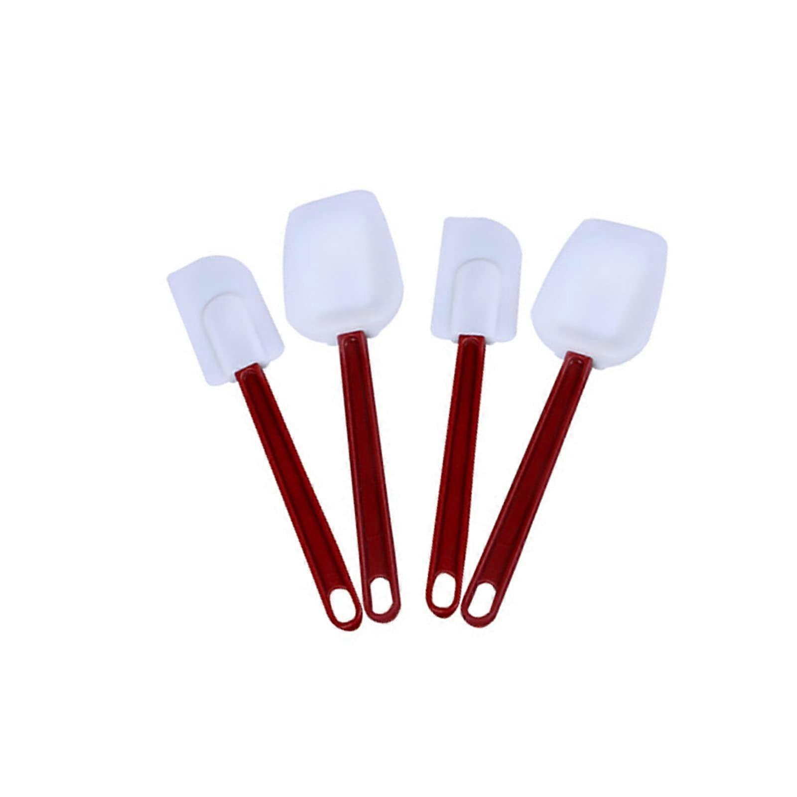 4PCS Silicone Spatula Set, Heat Resistant Non-Stick Kitchen Spatulas with Red Handle for Baking and Cooking