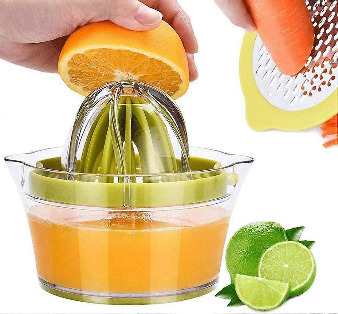 Manual Hand Squeezer with Built-in Measuring Cup and Grater Juicer 12OZ