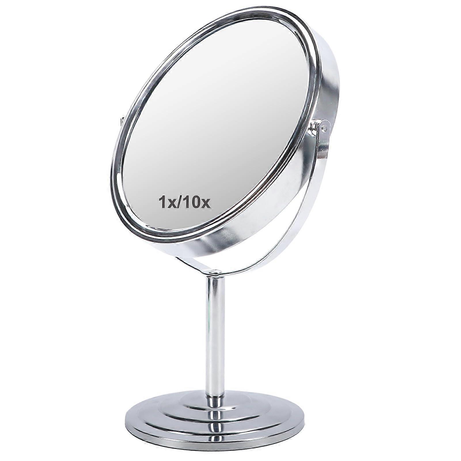 10X Magnifying Makeup Mirror, 8 inch Double Sided Tabletop Mirror, 1X/10X Magnification Standing Swivel Desk Mirror