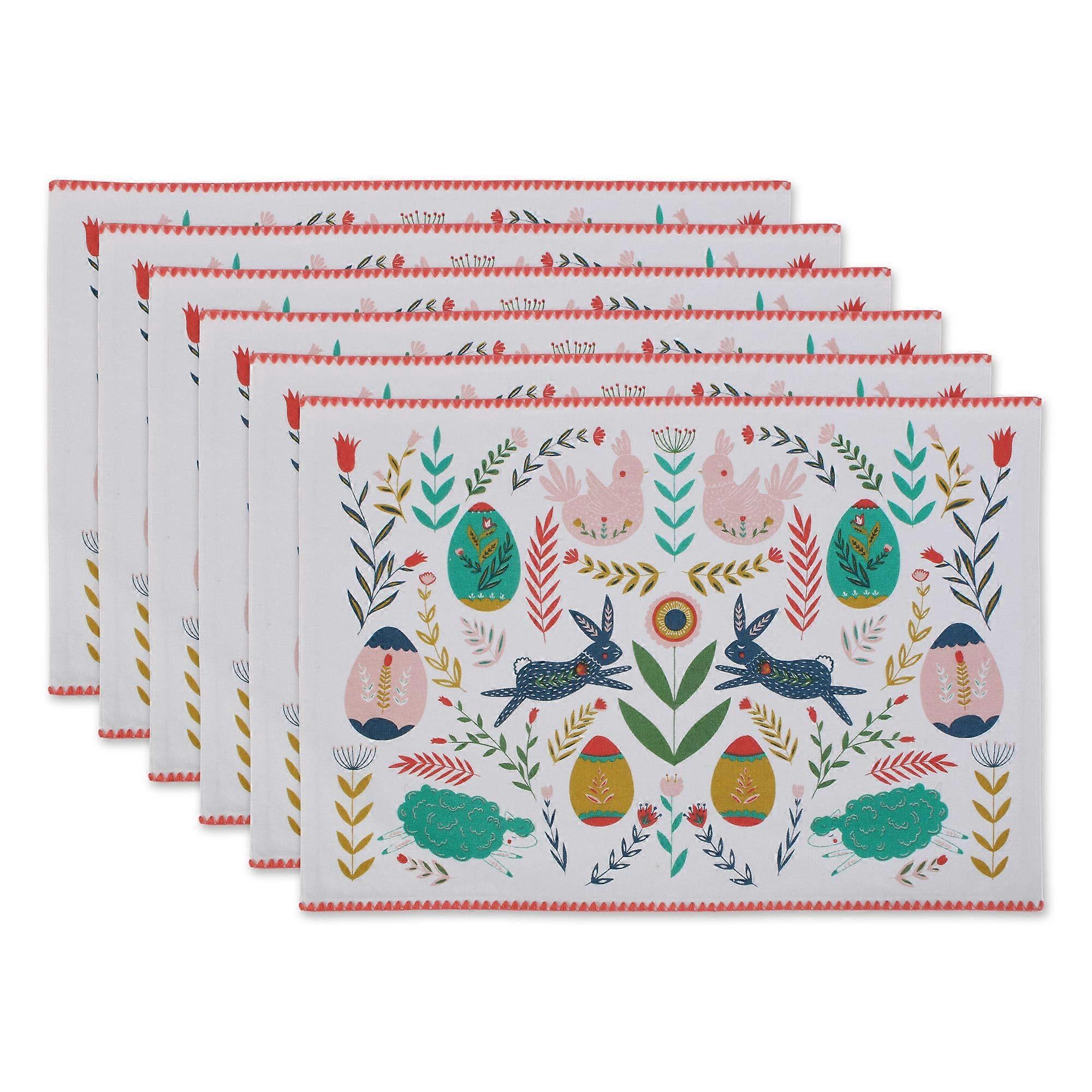 Easter Folk Kitchen Tabletop American Service Set, 6-Piece Collection, Festive Spring Decor, Durable Fabric