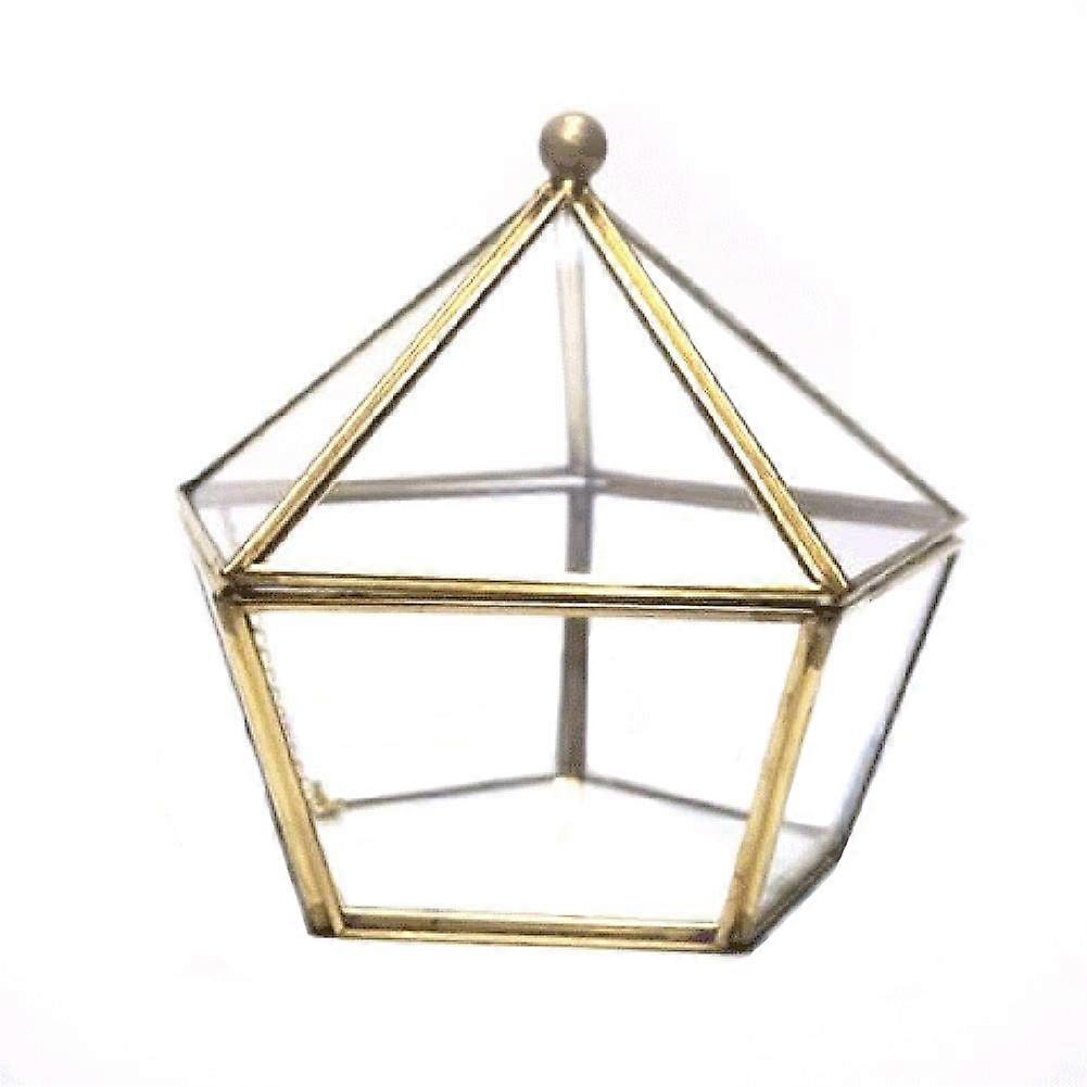 Home Decor Storage Solution, Geometric Terrarium Planter for Plants, Gold Frame Decorative Container