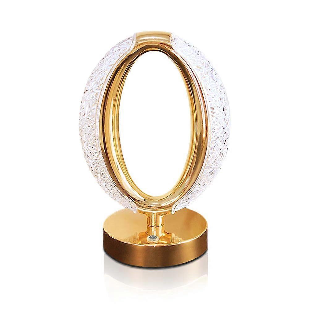 Cordless Crystal Lamp Touch Sensor Control LED Table Lamp Gold, Stepless Dimmable Battery Powered with 3 Color Settings