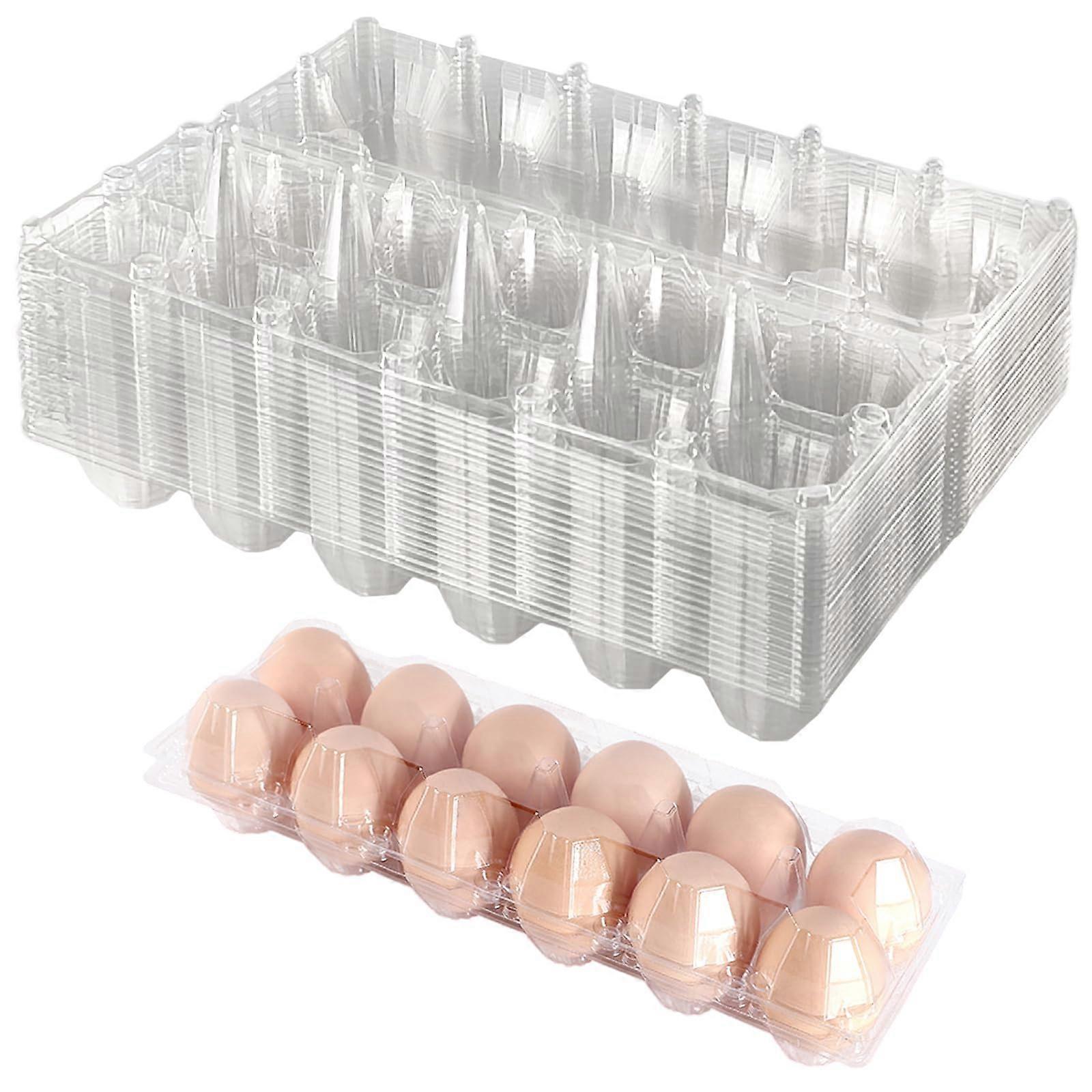Plastic Egg Cartons For 12 Eggs 50 Pcs Clear Reusable Egg Tray Refrigerator Chicken Farm Markets 2x6