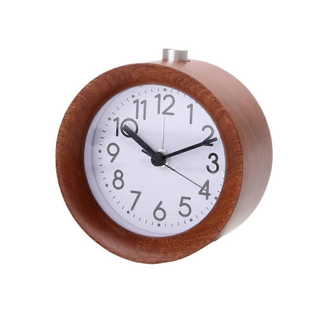 Battery Operated Wooden Frame Clock, Vintage Clock with Nightlight Function for Seamless Timekeeping, Easy Set for Daily Life (Light Brown)