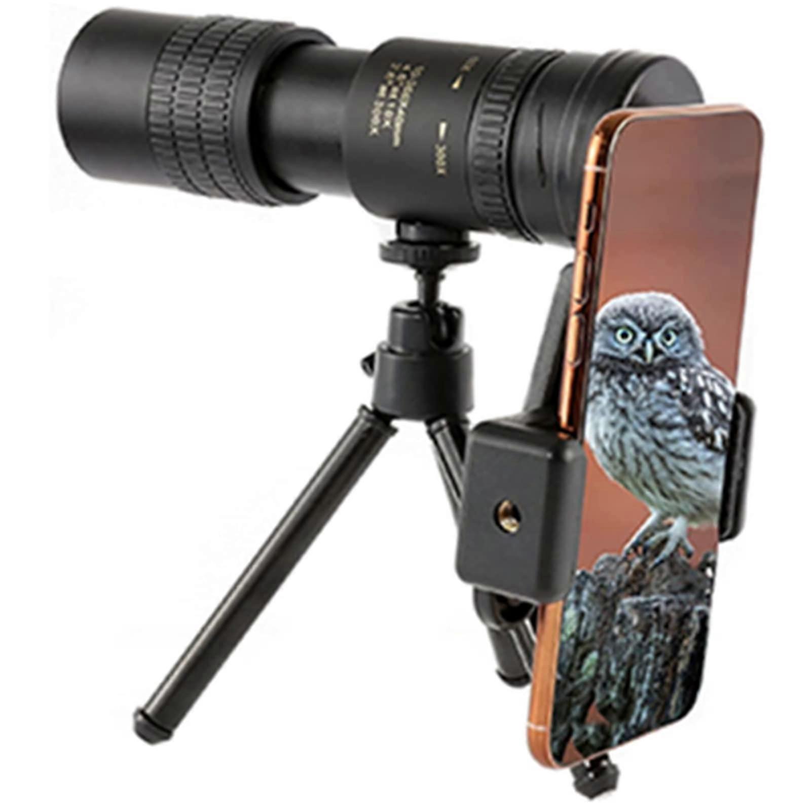 10-300X40 HD Monocular Telescope with Smartphone Adapter and Tripod for Adults, High Power Zoom Optics