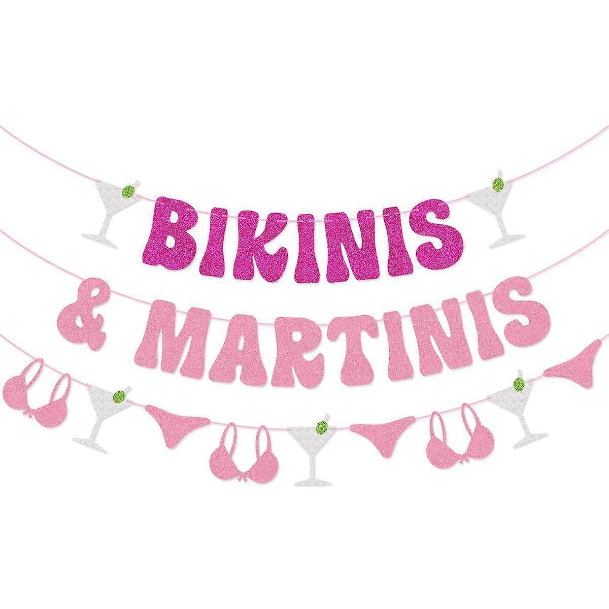 比基尼和马提尼单身派对横幅花环海滩巴赫夏季热带单身派对装饰品