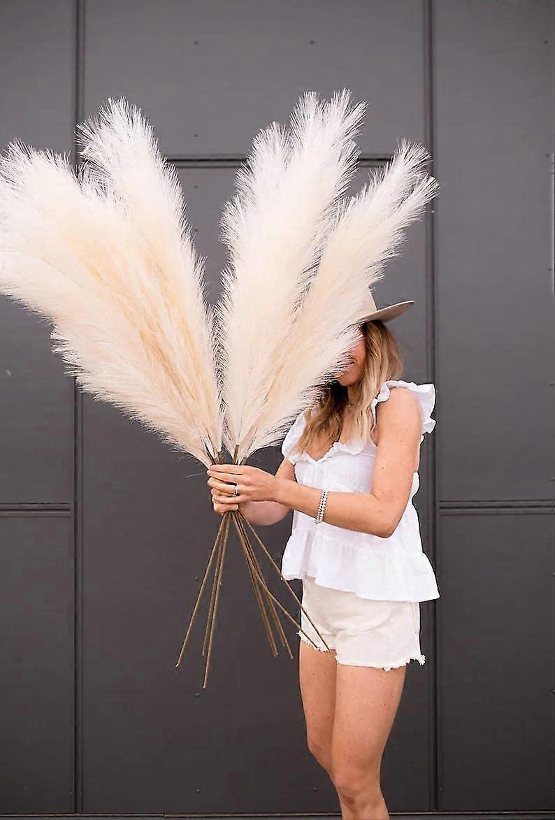 Award Winning 3 PCS White Fake Artificial Faux Pampas Grass Large Bundle Tall 43In