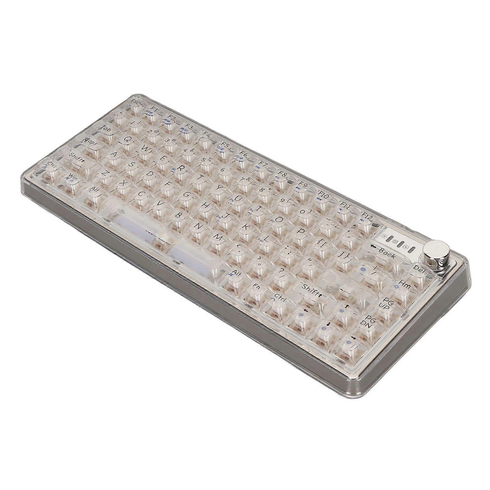 SBSGV Gasket Mount Mechanical Gaming Keyboard with Transparent Keycaps Hot Swappable RGB BT5.0 2.4GHz Type C Gaming Keyboard with Knob