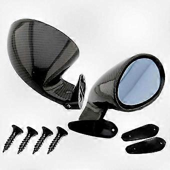 Classic Retro Universal Car Door Wing Side Mirror Rearview Vintage Style Left Right Carbon Fiber