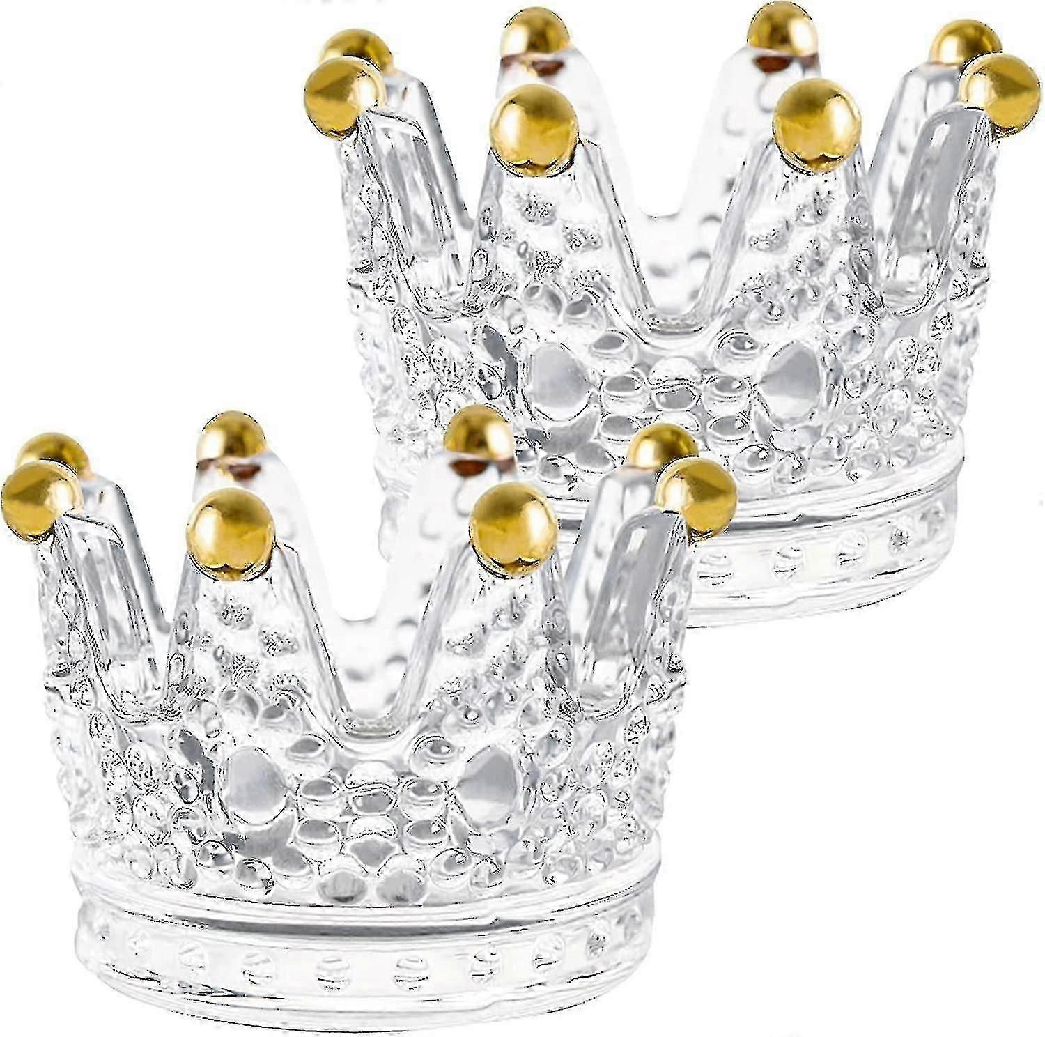 2-pack Glass Crown Candle Holder