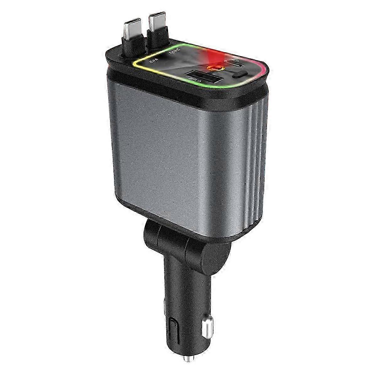4 In1 Retractable Car Charger with USB Fast Charging Cable Starlight in Auto Roof Atmosphere Light