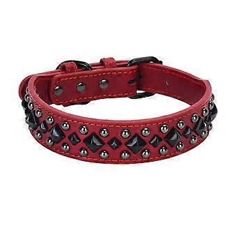 Goede kwaliteit lederen halsband nek beschermende halsband comfortabele halsband voor klein huisdier rood m
