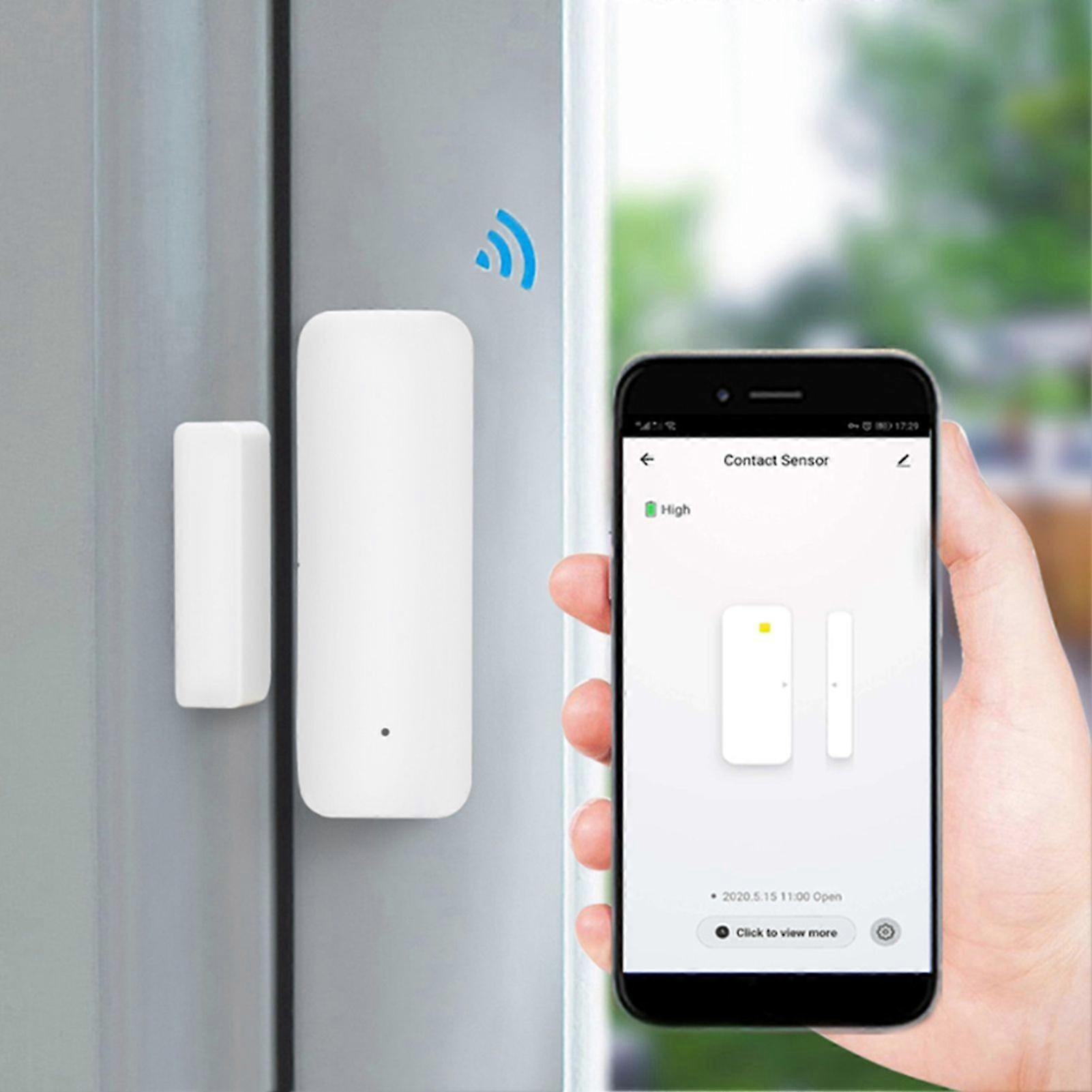 SSRGV Smart Wifi Door Window Sensor Magnetic Detector Home Security Alarm Voice Control for Google Home