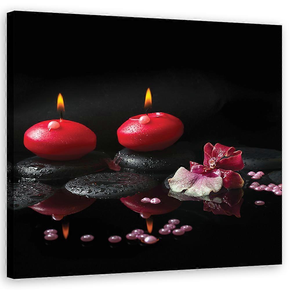 Lienzo, Velas rojas, piedras zen - 60x60