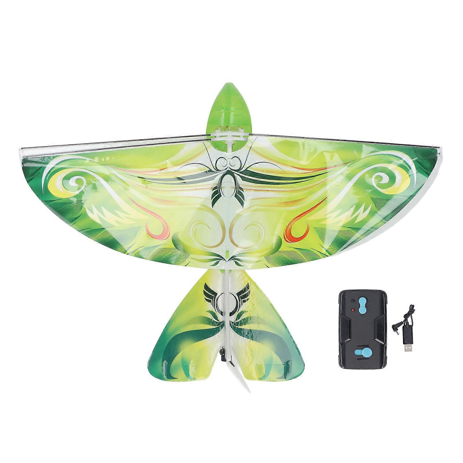Flying RC Bird Toy 2.4GHz USB Charging LED Bionic Flapping Wings Bird for Indoor Outdor Green