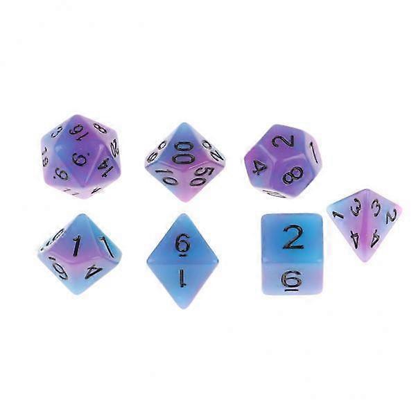 10x 7pcs Multicolored Polyhedral Light Dice Made of Acrylic for RPG Party Game