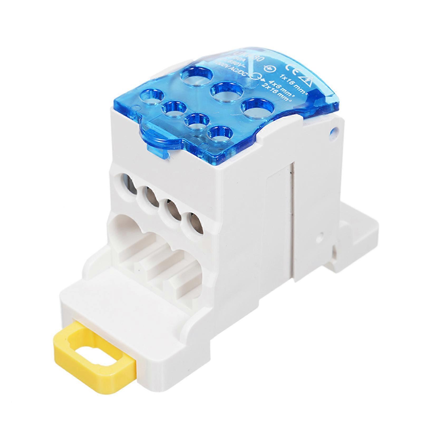 1 Pack 6 Positions Screw Terminal Strip Blocks with Cover Junction Box Branch Box Din Rail Terminal Block Wire Box Cabinet Wire Splitter Connector UK