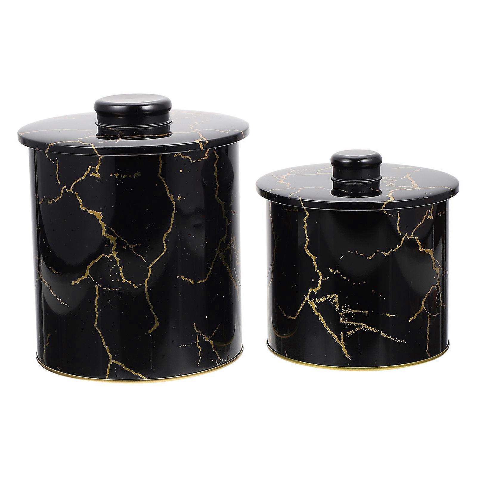 2Pcs Versatile Storage Containers with Lids Household Sealed Storage Bottles (Black)