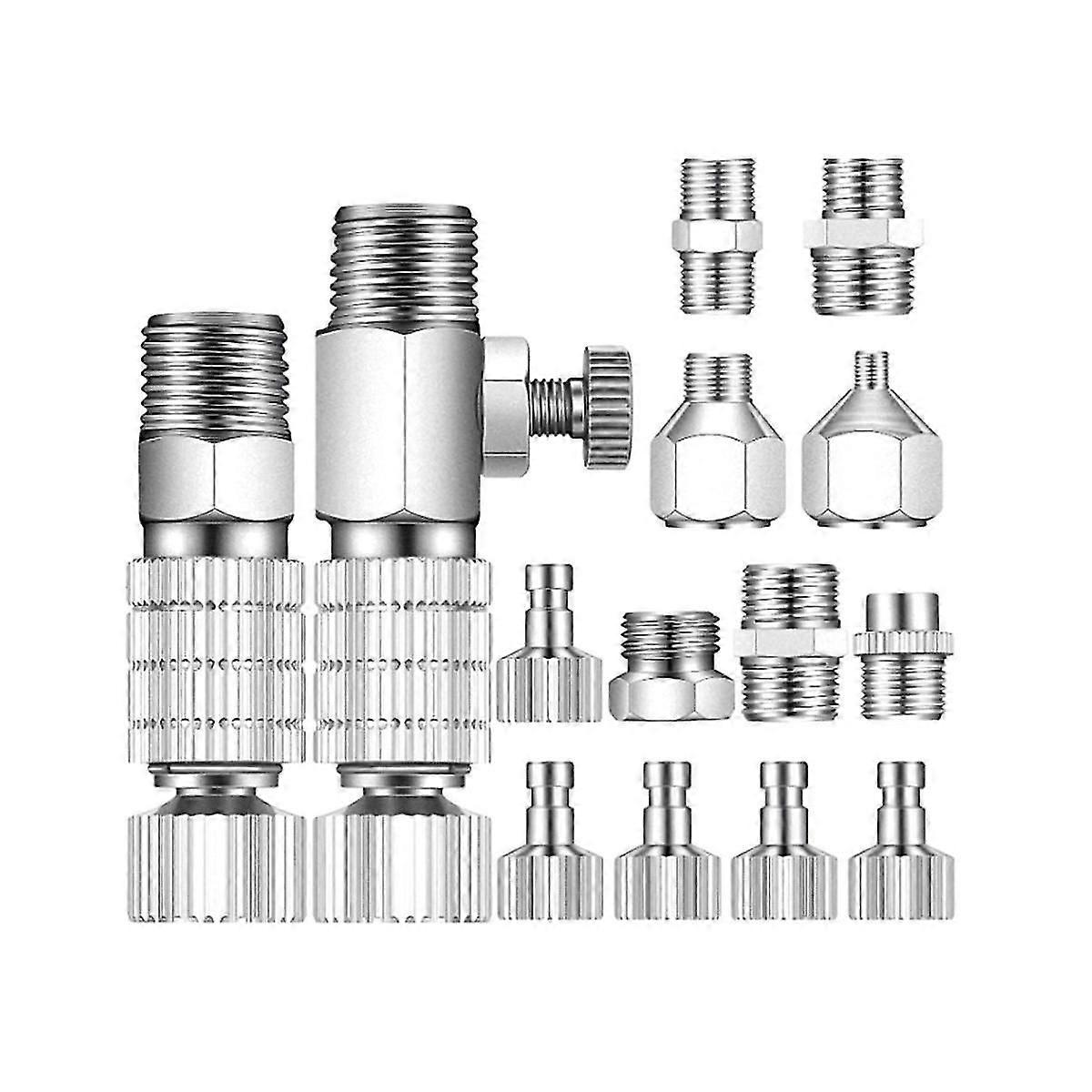 16Pcs Airbrush Adapter Set Airbrush Quick Release Coupling Disconnect Adapter Kit Fitting Connector