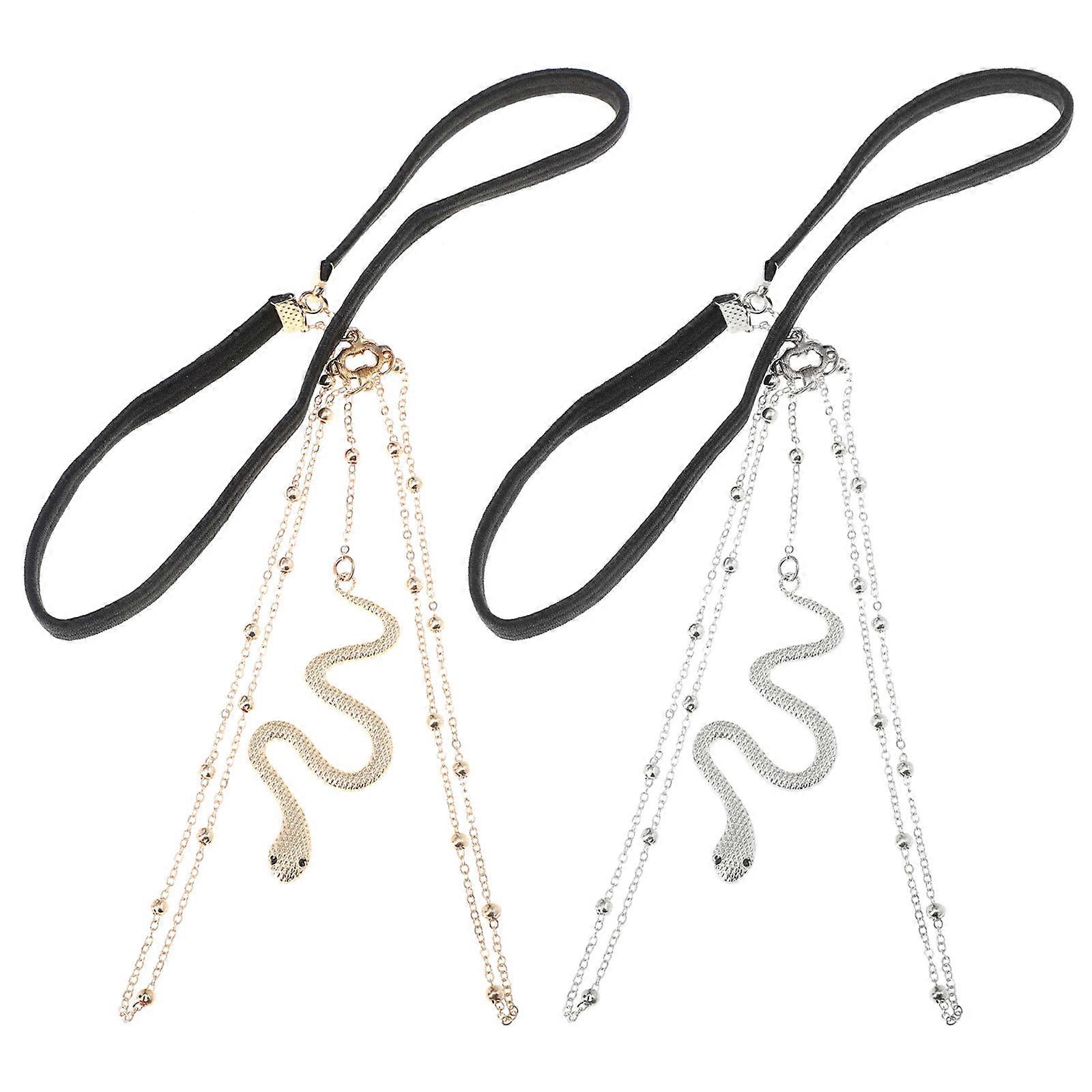 Boho Thigh Chains with Snake Pendant Stylish Elastic Body Jewelry for Daily Wear, Parties & Festivals