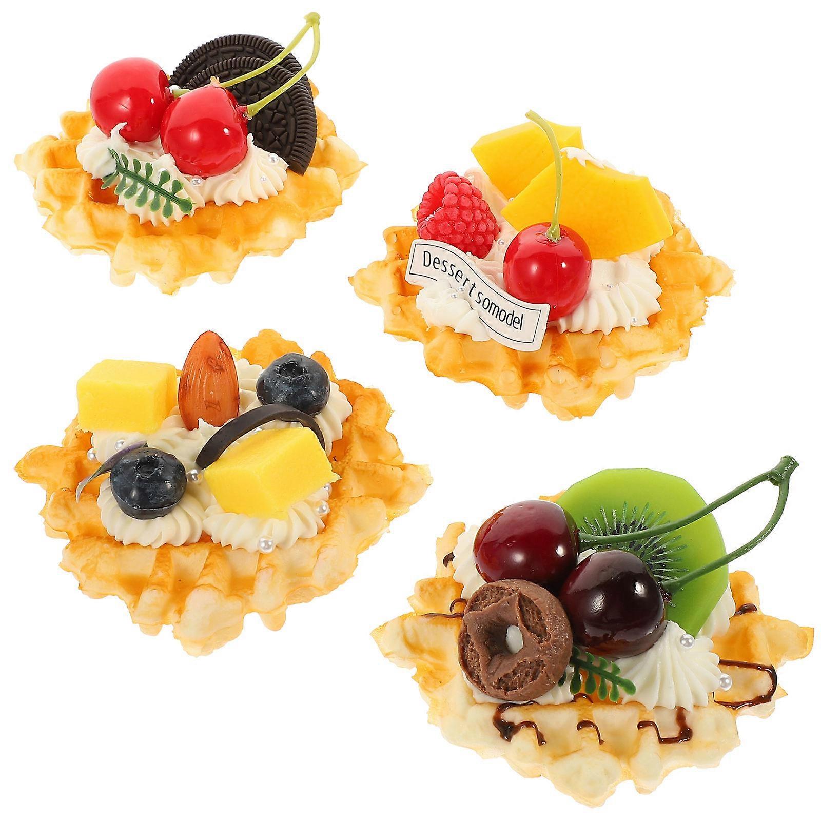 Simulation Prop Simulated Waffle Models Home Decoration Light Yellow 8.5X8.5X4CM Decoration 4Pcs
