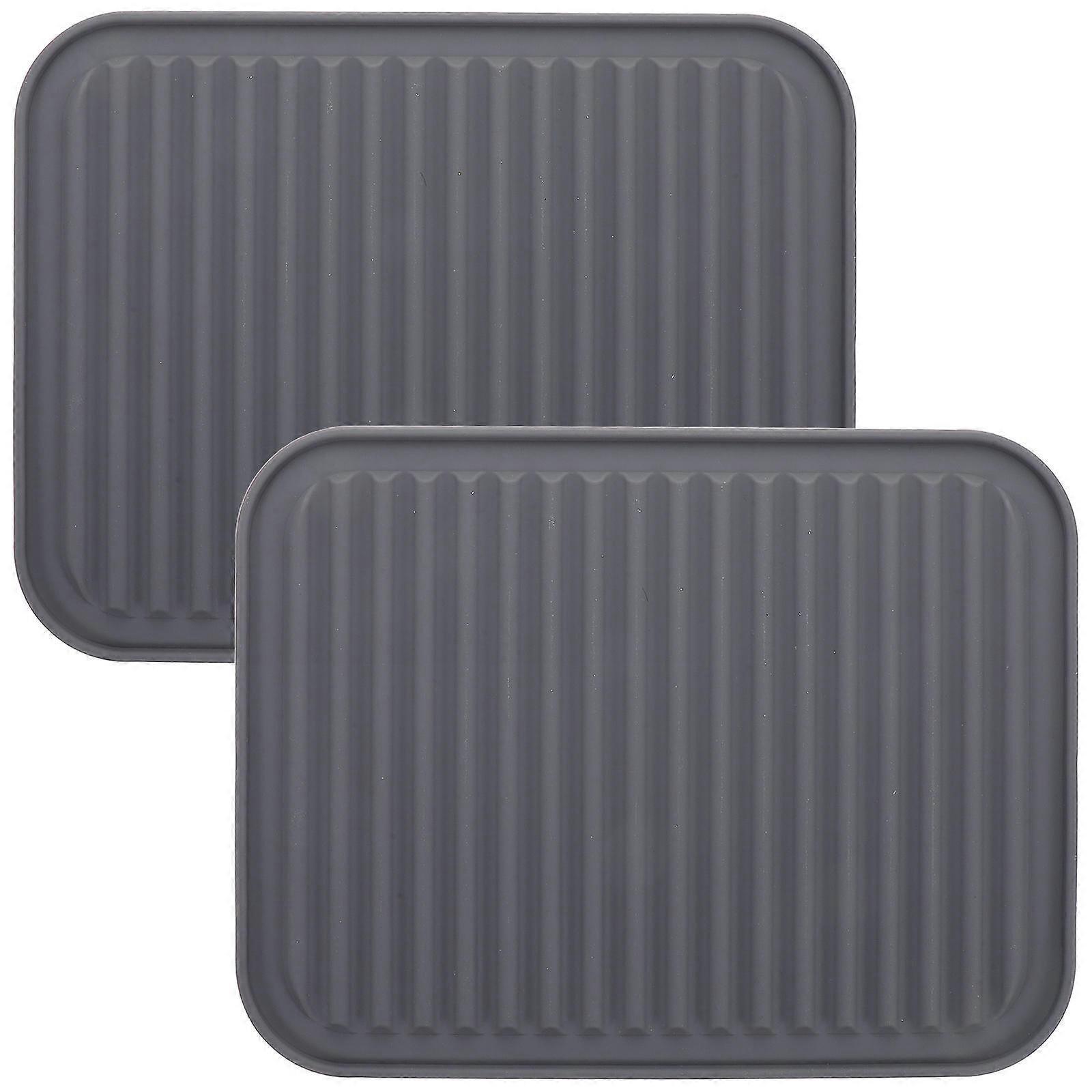 Silicone Drying Mat For Dishes Multi Functional Kitchen Accessory Grey 29.30X22.50X0.50CM Drying 2Pcs
