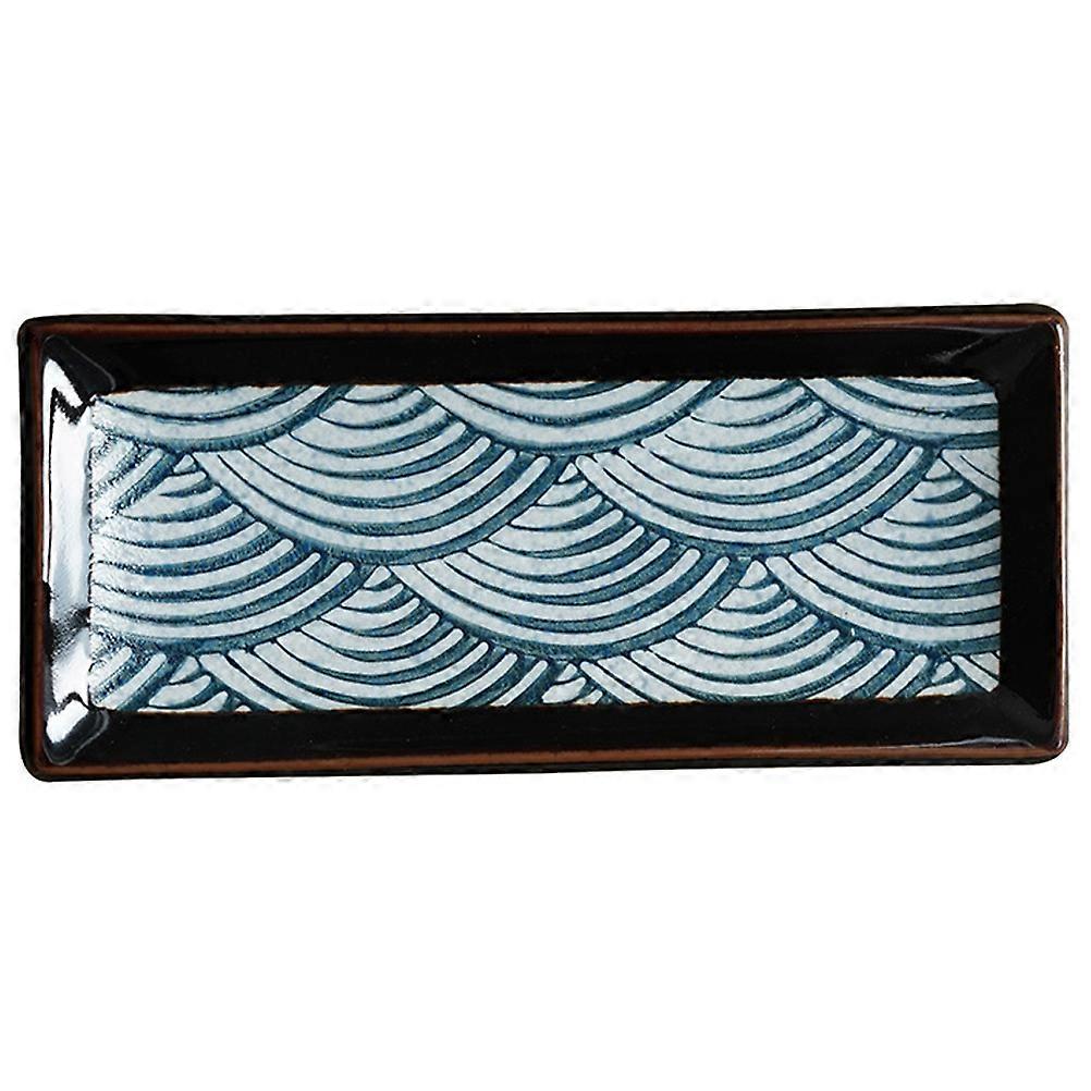 Rectangular Sushi Plate Ceramic Food Serving Japanese Style Dish Multi 21.5x9cm 1Pcs