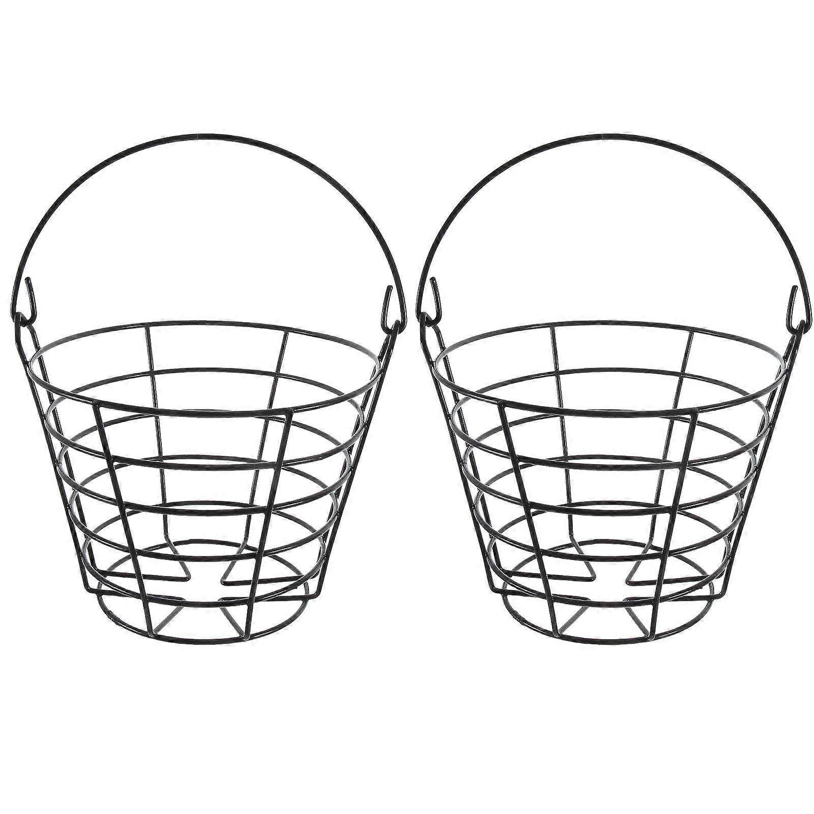 Durable Stainless Steel Golf Ball Storage Basket with Large Capacity and Metal Handle in Green Size 2pcs