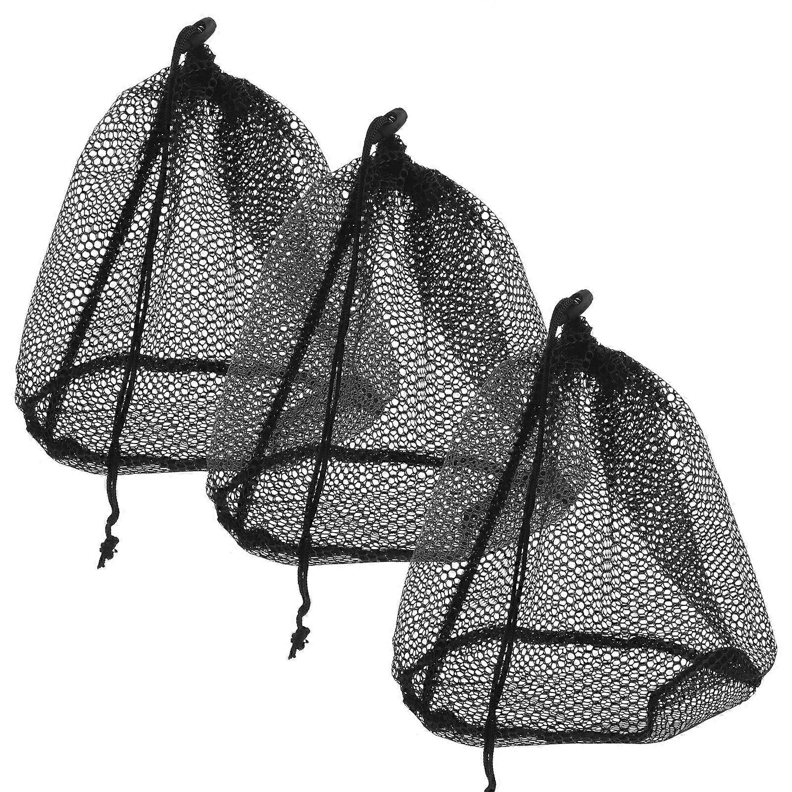 Drawstring Mesh Bag Black Large Laundry Organizers For Clothes Bras And Sundry Storage Home Travel Dorm Use 3Pcs