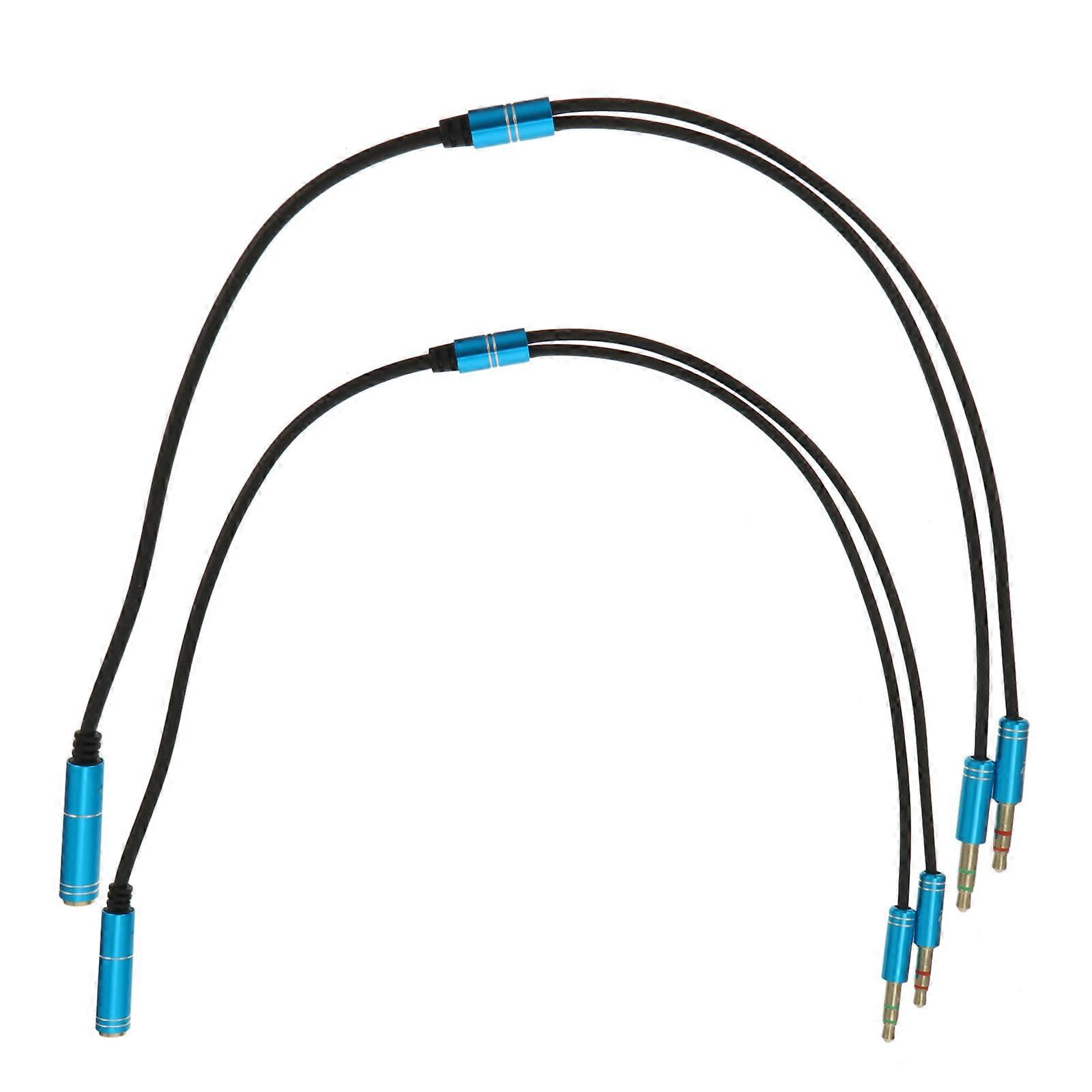 Mic and Audio Splitter 3.5mm Y Shape Cable Signal Stability for PC Black 2Pcs