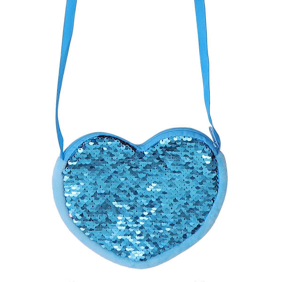 Heart Shaped Pink Sequin Bag Trendy Design Zipper Closure Adjustable Shoulder Strap Security for Belongings 1Pack