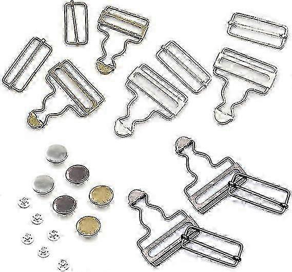 6 Sets Metal Suspender Buckles 38mm for Overalls Dungaree Bib Pants Buttons & Clips
