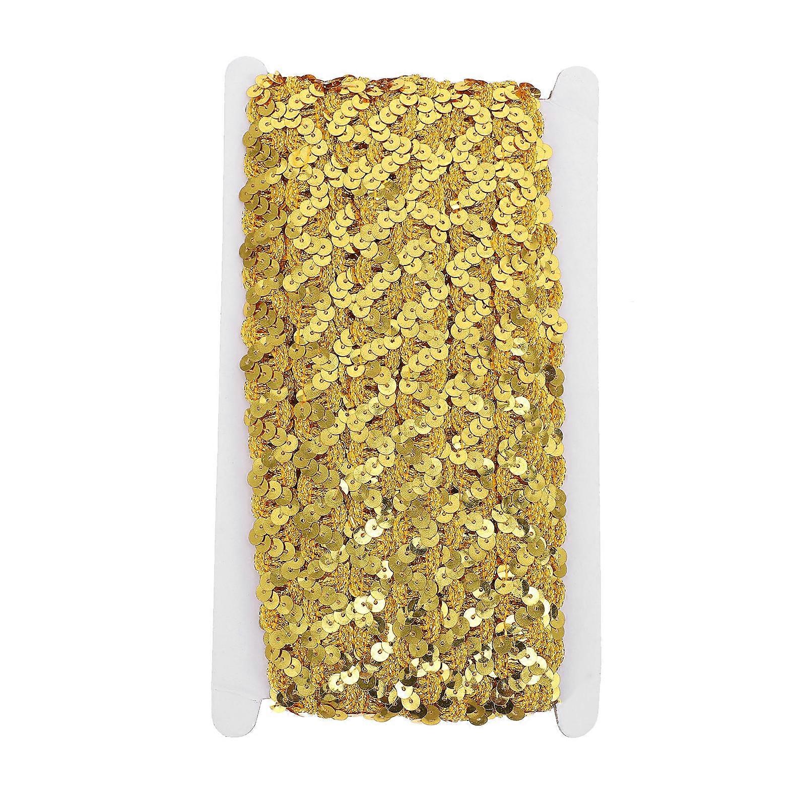 Golden Sequin Braid Trim for Decoration Made from Durable Polyester Suitable for Clothing and Crafts