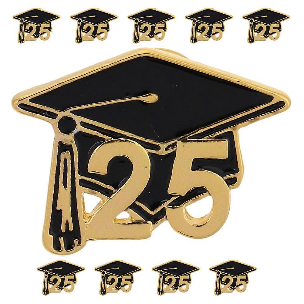 Graduation Cap Shaped Enamel Lapel Pins Classic Students Doctoral Achievements Alloy Enamel Commemorative 10Pcs