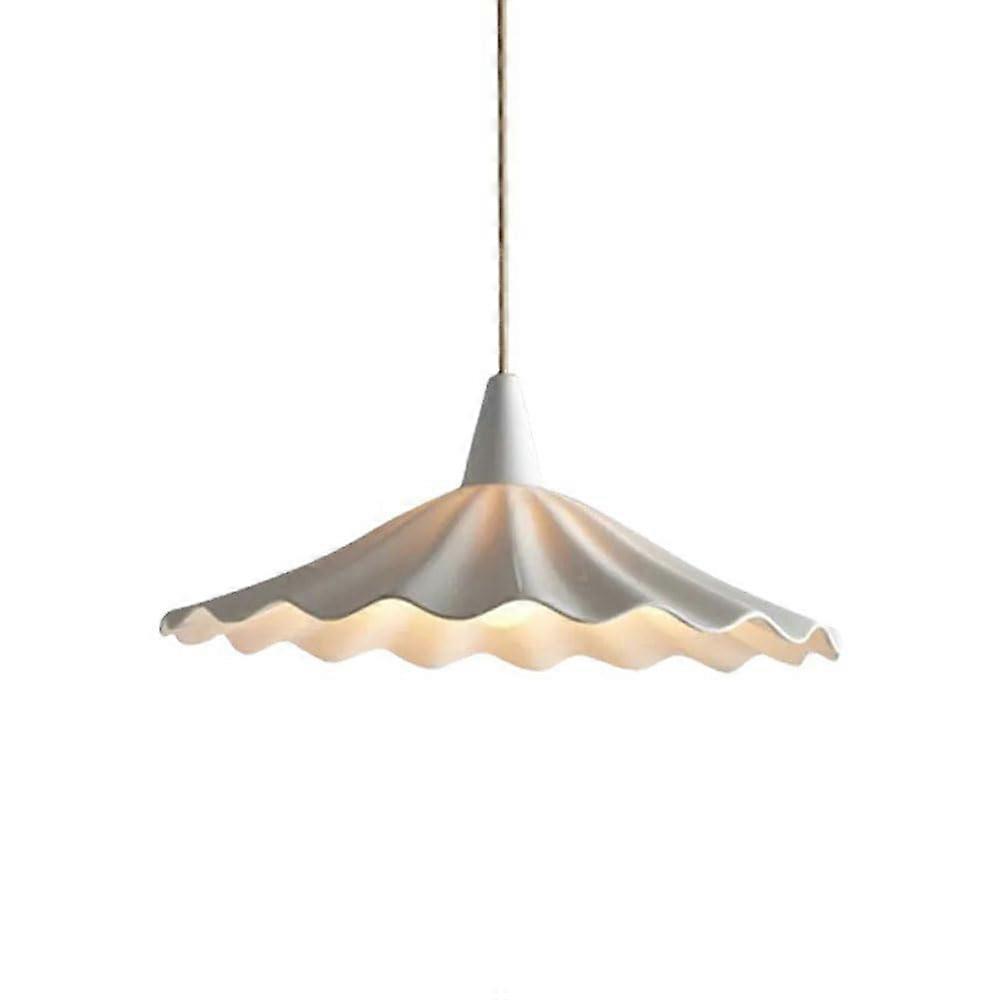 White Lotus Leaf Pendant Lamp, Ceramic Drop Ceiling Light with High Temp Paint